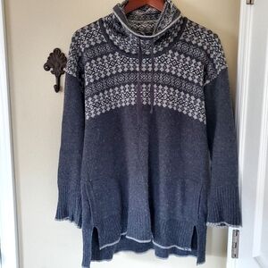 Eddie Bauer Womens Wool Blend Nordic Gray Cowl Neck Sweater, Medium